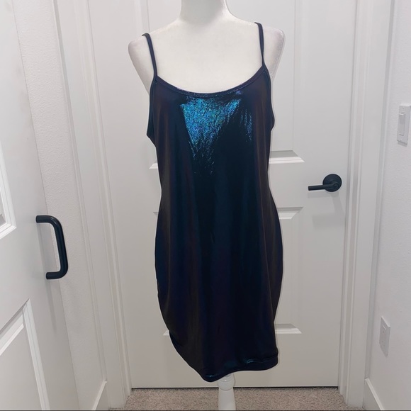 wild fable Dresses & Skirts - Wild Fable metallic navy blue spaghetti strap fitted mini dress
